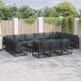 vidaXL Sodo Sofų Rinkinys su pagalve 14 pcs Juoda Aliuminis