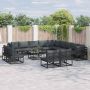 vidaXL Sodo Sofų Rinkinys su pagalve 13 pcs Juoda Aliuminis