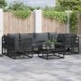 vidaXL Sodo Sofų Rinkinys su pagalve 7 pcs Juoda Aliuminis