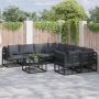 vidaXL Sodo Sofų Rinkinys su pagalve 9 pcs Juoda Plienas