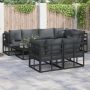vidaXL Sodo Sofų Rinkinys su pagalve 7 pcs Juoda Plienas