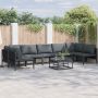 vidaXL Sodo Sofų Rinkinys su pagalve 8 pcs Juoda Plienas
