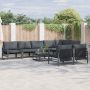 vidaXL Sodo Sofų Rinkinys su pagalve 9 pcs Juoda Plienas