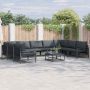 vidaXL Sodo Sofų Rinkinys su pagalve 10 pcs Juoda Plienas