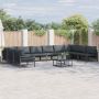 vidaXL Sodo Sofų Rinkinys su pagalve 10 pcs Juoda Plienas