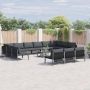 vidaXL Sodo Sofų Rinkinys su pagalve 14 pcs Juoda Plienas