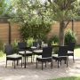vidaXL Sodo valgomojo komplektas 7 pcs Juoda