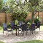 vidaXL Sodo valgomojo komplektas 7 pcs Juoda