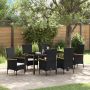 vidaXL Sodo valgomojo komplektas su pagalve 7 pcs Juoda