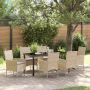 vidaXL Sodo valgomojo komplektas su pagalve 7 pcs Smėlio poliratanas