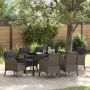 vidaXL Sodo valgomojo komplektas su pagalve 7 pcs Pilka poliratanas