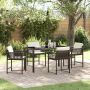 vidaXL Sodo valgomojo komplektas 5 pcs Ruda poliratanas