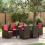 vidaXL Sodo valgomojo komplektas 7 pcs Ruda Poli ratanas