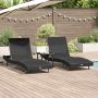 vidaXL Saulės gultas 3 pcs Juoda 197 x 70 x 82 cm poliratanas