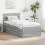 vidaXL Dienos lova Pilkas Sonoma ir juoda 90 x 190 cm Apdirbta mediena
