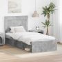 vidaXL Lovos rėmas Betono pilka 75 x 190 cm Kietos pušies mediena