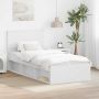 vidaXL Lovos rėmas Balta 90 x 190 cm Kietos pušies mediena