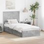 vidaXL Saugos lova Betono pilka 90 x 190 cm Apdirbta mediena
