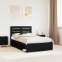 vidaXL Lovos rėmas Juoda 135 x 190 cm Kietos pušies mediena