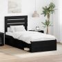 vidaXL Lovos rėmas Juoda 90 x 190 cm Kietos pušies mediena