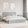 vidaXL Lovos rėmas Pilkas Sonoma 200 x 200 cm Kietos pušies mediena