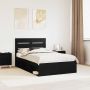 vidaXL Lovos rėmas Juoda 135 x 190 cm Kietos pušies mediena