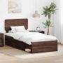 vidaXL Lovos rėmas Rudas ąžuolas 75 x 190 cm Kietos pušies mediena