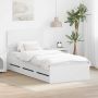 vidaXL Lovos rėmas su galvūgalio Baltas 90 x 190 cm Dirbtinė mediena