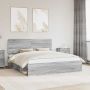vidaXL Lovos rėmas Pilkas Sonoma 200 x 200 cm Kietos pušies mediena
