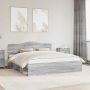 vidaXL Lovos rėmas Pilkas Sonoma 200 x 200 cm Kietos pušies mediena