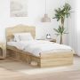 vidaXL Lovos rėmas Sonoma ąžuolas 75 x 190 cm Kietos pušies mediena