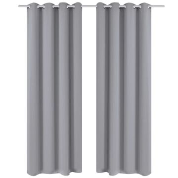 vidaXL Naktinės užuolaidos su metal. kilp., 2vnt., 135x175cm, pilkos