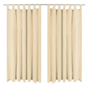 vidaXL Mikro satino užuolaidos su kilpomis, 2vnt., 140x225cm, kreminės
