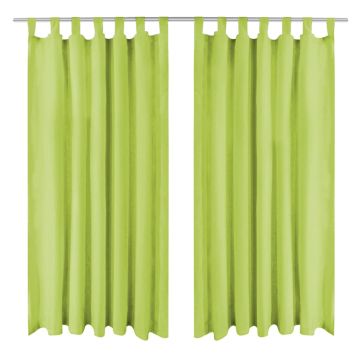 vidaXL Mikro satino užuolaidos su kilpomis, 2 vnt., 140x175 cm, žalios