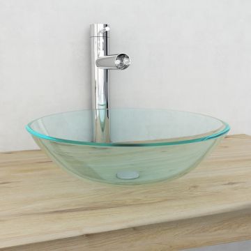 vidaXL Praustuvas iš grūdinto stiklo, 42 cm, skaidrus