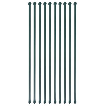 vidaXL Sodo stulpai, 10vnt., 1m, metalas, žalia spalva