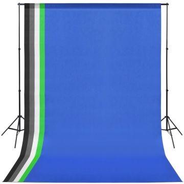 vidaXL Fotostudijos kompl. su 5 spalvotais fonais ir reguliuojamu rėmu