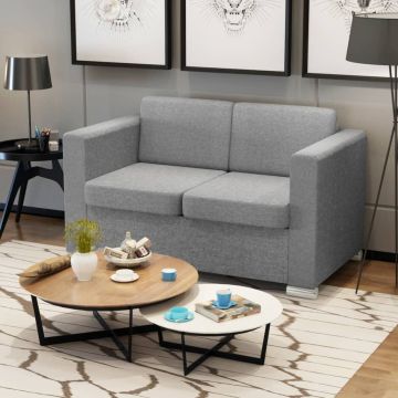 vidaXL Dvivietė sofa, audinys, šviesiai pilka