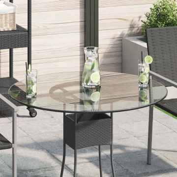 vidaXL Stalviršis, grūdintas stiklas, apvalus, 800 mm