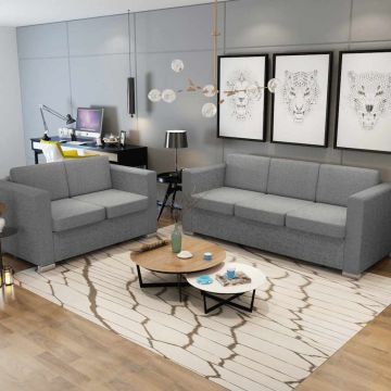 vidaXL 2 sofų komplektas, audinys, šviesiai pilkos