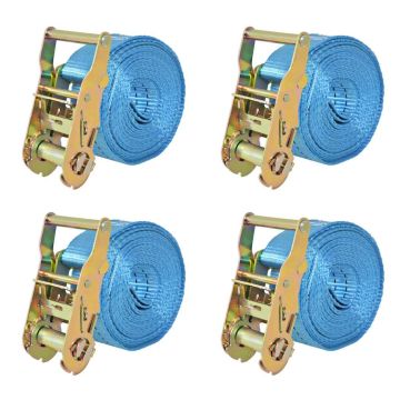 vidaXL Reketo tvirtinamieji dirželiai, 4vnt., 2t., 6mx38mm, mėlyni