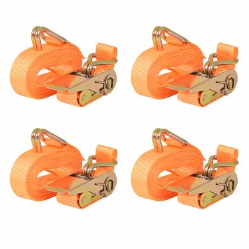 vidaXL Reketo tvirtinamieji dirželiai, 4vnt., oranžiniai, 6mx25mm