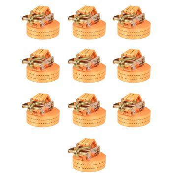 vidaXL Reketo tvirtinamieji dirželiai, 10vnt., 1t., 6mx38mm, oranž.