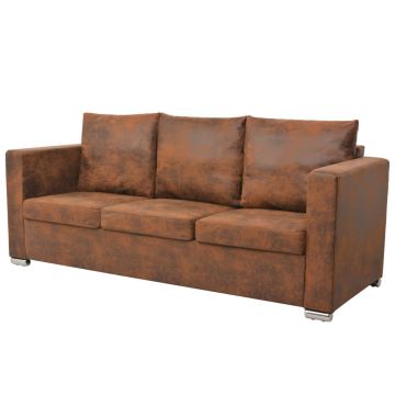 vidaXL Trivietė sofa, 191x73x82cm, dirbtinė zomšos oda