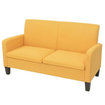 vidaXL Dvivietė sofa, 135x65x76, geltonos spalvos