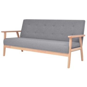 vidaXL Trivietė sofa, šviesiai pilkos spalvos, audinys