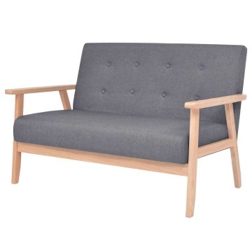 vidaXL Dvivietė sofa, tamsiai pilkos spalvos, audinys