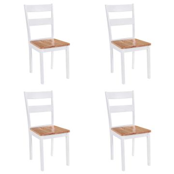 vidaXL Valgomojo kėdės, 4 vnt., balt. sp., kaučiukmedžio med. masyvas