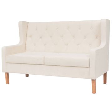 vidaXL Dvivietė sofa, audinys, krėminė balta spalva