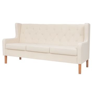 vidaXL Trivietė sofa, audinys, kreminė balta
